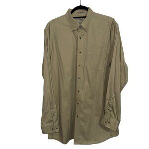 L.L.Bean Khaki Wrinkle Resistant Long Sleeve Collar Dress Shirt Sz L-Tall